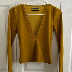 Urban Outfitters Velvet Long Sleeve Low V-Neck